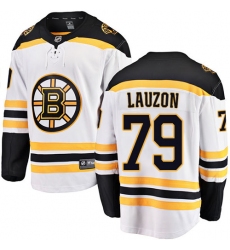 Youth Boston Bruins #79 Jeremy Lauzon Authentic White Away Fanatics Branded Breakaway NHL Jersey