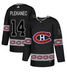 Men's Adidas Montreal Canadiens #14 Tomas Plekanec Authentic Black Team Logo Fashion NHL Jersey