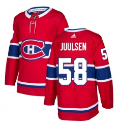 Men's Adidas Montreal Canadiens #58 Noah Juulsen Authentic Red Home NHL Jersey