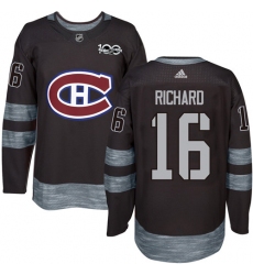 Men's Adidas Montreal Canadiens #16 Henri Richard Premier Black 1917-2017 100th Anniversary NHL Jersey