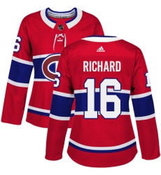 Women's Adidas Montreal Canadiens #16 Henri Richard Premier Red Home NHL Jersey