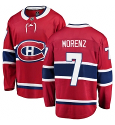 Men's Montreal Canadiens #7 Howie Morenz Authentic Red Home Fanatics Branded Breakaway NHL Jersey