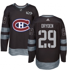 Men's Adidas Montreal Canadiens #29 Ken Dryden Premier Black 1917-2017 100th Anniversary NHL Jersey
