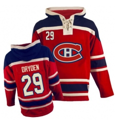 Men's Old Time Hockey Montreal Canadiens #29 Ken Dryden Premier Red Sawyer Hooded Sweatshirt NHL Jersey