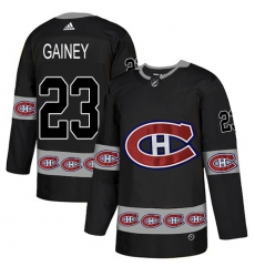 Men's Adidas Montreal Canadiens #23 Bob Gainey Authentic Black Team Logo Fashion NHL Jersey