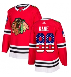 Men's Adidas Chicago Blackhawks #88 Patrick Kane Authentic Red USA Flag Fashion NHL Jersey