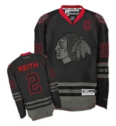 Men's Reebok Chicago Blackhawks #2 Duncan Keith Premier Black Ice NHL Jersey