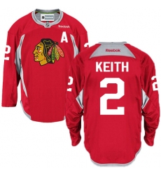 Men's Reebok Chicago Blackhawks #2 Duncan Keith Premier Red Practice NHL Jersey