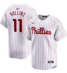 Men's Philadelphia Phillies #11 Jimmy Rollins White Home Limited Stitched Jersey