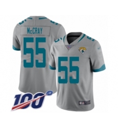 Men's Jacksonville Jaguars #55 Lerentee McCray Silver Inverted Legend Limited 100th Season Football Jersey