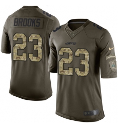 Men's Nike New York Jets #23 Terrence Brooks Elite Green Salute to Service NFL Jersey