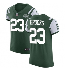 Men's Nike New York Jets #23 Terrence Brooks Elite Green Team Color NFL Jersey