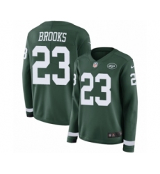 Women's Nike New York Jets #23 Terrence Brooks Limited Green Therma Long Sleeve NFL Jersey