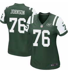 Women's Nike New York Jets #76 Wesley Johnson Game Green Team Color NFL Jersey
