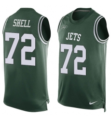 Men's Nike New York Jets #72 Brandon Shell Limited Green Player Name & Number Tank Top NFL Jersey