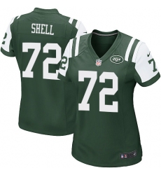 Women's Nike New York Jets #72 Brandon Shell Game Green Team Color NFL Jersey