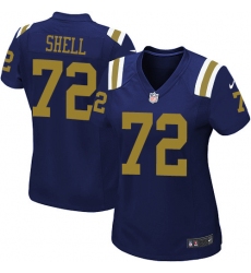 Women's Nike New York Jets #72 Brandon Shell Game Navy Blue Alternate NFL Jersey