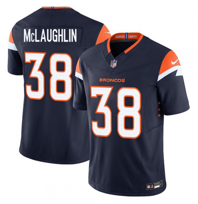 Men's Denver Broncos #38 Jaleel McLaughlin Navy F.U.S.E. Vapor Limited Football Stitched Jersey