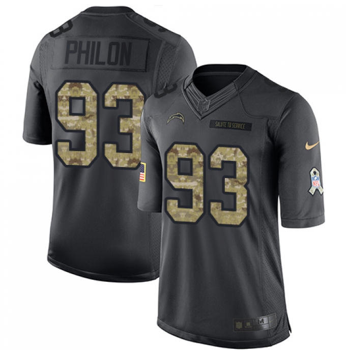 Youth Nike Los Angeles Chargers #93 Darius Philon Limited Black 2016 Salute to Service NFL Jersey