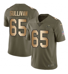 Men's Nike Los Angeles Rams #65 John Sullivan Limited Olive/Gold 2017 Salute to Service NFL Jersey