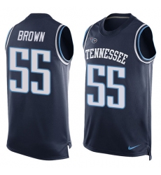 Men's Nike Tennessee Titans #55 Jayon Brown Limited Navy Blue Player Name & Number Tank Top NFL Jersey