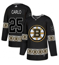 Men's Adidas Boston Bruins #25 Brandon Carlo Authentic Black Team Logo Fashion NHL Jersey