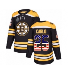 Men's Boston Bruins #25 Brandon Carlo Authentic Black USA Flag Fashion 2019 Stanley Cup Final Bound Hockey Jersey