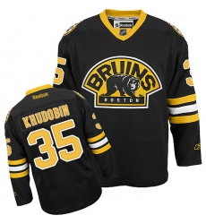 Women's Reebok Boston Bruins #35 Anton Khudobin Authentic Black Third NHL Jersey