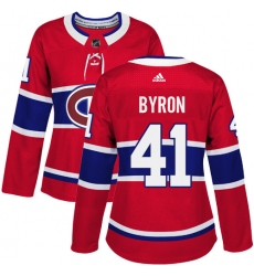 Women's Adidas Montreal Canadiens #41 Paul Byron Premier Red Home NHL Jersey