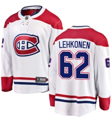 Youth Montreal Canadiens #62 Artturi Lehkonen Authentic White Away Fanatics Branded Breakaway NHL Jersey