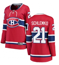 Women's Montreal Canadiens #21 David Schlemko Authentic Red Home Fanatics Branded Breakaway NHL Jersey