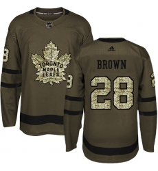 Men's Adidas Toronto Maple Leafs #28 Connor Brown Authentic Green Salute to Service NHL Jersey