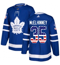 Youth Adidas Toronto Maple Leafs #35 Curtis McElhinney Authentic Royal Blue USA Flag Fashion NHL Jersey