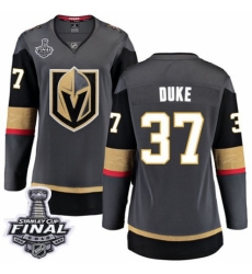 Women's Vegas Golden Knights #37 Reid Duke Authentic Black Home Fanatics Branded Breakaway 2018 Stanley Cup Final NHL Jersey