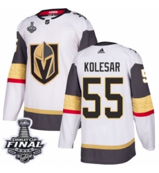 Youth Adidas Vegas Golden Knights #55 Keegan Kolesar Authentic White Away 2018 Stanley Cup Final NHL Jersey