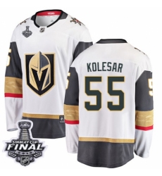 Youth Vegas Golden Knights #55 Keegan Kolesar Authentic White Away Fanatics Branded Breakaway 2018 Stanley Cup Final NHL Jersey