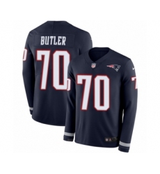 Men's Nike New England Patriots #70 Adam Butler Limited Navy Blue Therma Long Sleeve NFL Jersey