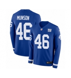 Men's Nike New York Giants #46 Calvin Munson Limited Royal Blue Therma Long Sleeve NFL Jersey