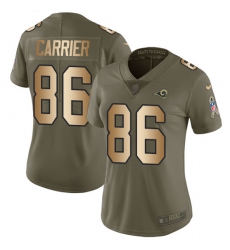 Women's Nike Los Angeles Rams #86 Derek Carrier Limited Olive/Gold 2017 Salute to Service NFL Jersey