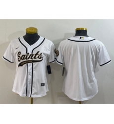 Youth New Orleans Saints Blank White With Patch Cool Base Stitched Baseball Jersey