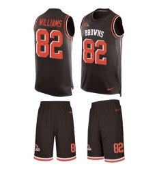 Men's Nike Cleveland Browns #82 Kasen Williams Limited Brown Tank Top Suit NFL Jersey