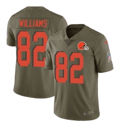 Youth Nike Cleveland Browns #82 Kasen Williams Limited Olive 2017 Salute to Service NFL Jersey
