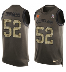 Men's Nike Cleveland Browns #52 James Burgess Limited Green Salute to Service Tank Top NFL Jersey