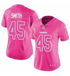 Women's Nike Dallas Cowboys #45 Rod Smith Limited Pink Rush Fashion NFL Jersey