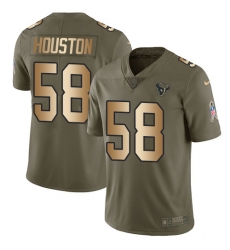 Men's Nike Houston Texans #58 Lamarr Houston Limited Olive/Gold 2017 Salute to Service NFL Jersey