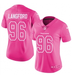 Women's Nike Houston Texans #96 Kendall Langford Limited Pink Rush Fashion NFL Jersey