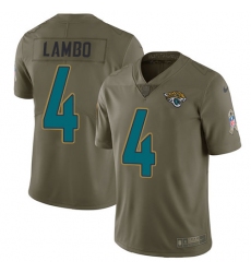 Men's Nike Jacksonville Jaguars #4 Josh Lambo Limited Olive 2017 Salute to Service NFL Jersey