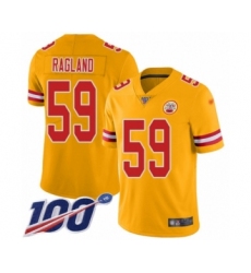 Men's Kansas City Chiefs #59 Reggie Ragland Limited Gold Inverted Legend 100th Season Football Jersey