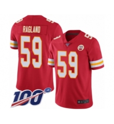 Men's Kansas City Chiefs #59 Reggie Ragland Red Team Color Vapor Untouchable Limited Player 100th Season Football Jersey