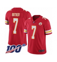 Men's Kansas City Chiefs #7 Harrison Butker Red Team Color Vapor Untouchable Limited Player 100th Season Football Jersey Men's Kansas City Chiefs #7 Harrison Butker Red Team Color Vapor Untouchable Limited Player 100th Season Football Jersey